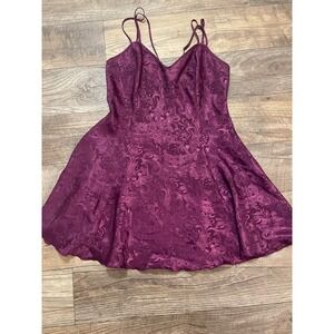Victoria's Secret Purple Floral Satin Slip‎ Dress Camisole Mini Size M
